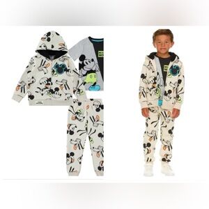 Disney Mickey Mouse Kids’ 3-piece hoodie set floral top, joggers & jacket 5T